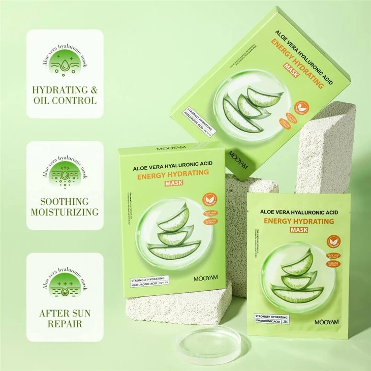 MOOYAM Aloe Vera Hydrating Facial Mask Deep Moisture Boost With Aloe + Hyaluronic Acid